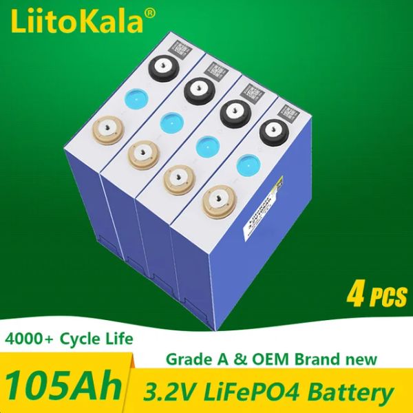 LiitoKala-batería lifepo4 de 3,2 V, 100Ah, 105Ah, 12V, 24V, RV eléctrica, coche de Golf, energía solar para exteriores, recargable