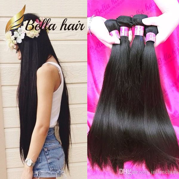 Bella Hair 4pcs 11A Doble trama Un donante Brasileño 100% Virgen Paquetes de cabello humano Tejido recto peruano Sin procesar Extensiones indias sin procesar