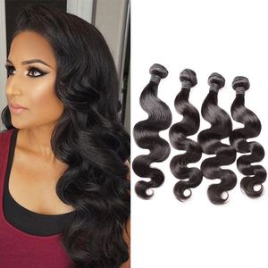 4pcs / lot 100 extensions de cheveux humains indiens bruts non transformés 8 34 couleur naturelle corps vague cheveux armure trame greatremy