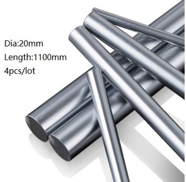 4 unids/lote 20x1100mm diámetro 20mm eje lineal 1100mm largo eje endurecido rodamiento barra de varilla de acero cromado para piezas de impresora 3d enrutador cnc