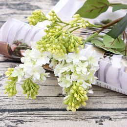 4pcs lot des fleurs lilas artificielles belles flores de soie pour le mariage à la maison décoration de bricolage faux arrangement floral couronne guirlande 2559