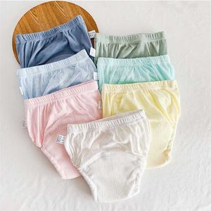 4 unids / lote pantalones de entrenamiento para bebés a prueba de fugas lavables impermeables de algodón infantil pañales para niños ahuecados transpirables 6 capas entrepierna 211028