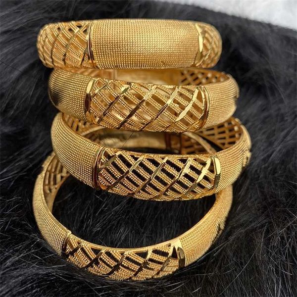 4 pièces/lot bracelet arabie saoudite mariage bracelets en or pour femmes Dubai mariée cadeau éthiopien Bracelet afrique bracelet arabe bijoux charme 220222 240308