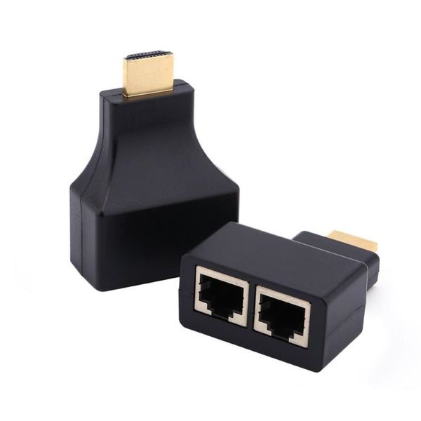 Freeshipping 4 pz / lotto Colore Nero 1080p HD-MI A Doppia Porta RJ45 Cavo di Rete Adattatore di Prolunga Oltre da Cat 5e / 6 per HD-DVD per PS3 Blrwa