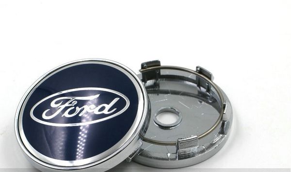 4 unids/lote tapacubos de centro de rueda de coche para cubierta de rueda Ford 60MM ABS pegatina de diseño automático insignias cubiertas centrales a prueba de polvo accesorios blancos/azules