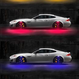 4 stks / partij Auto Wheelbrow LGHT Sfeer LED Auto Wheel Wenkbrauw Neon Tyre Lights 7 Colors