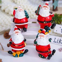 4 teile/los Weihnachten Anhänger Schreibtisch Dekoration Santa Claus Harz Miniatur Figur Weihnachten Party Hause Ornament260u