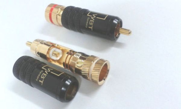 4pcs / lot Cobre de alta calidad RCA Tornillos de enchufe Conector de audio y video de soldadura