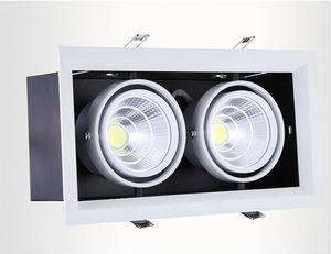 4 stks / partij Dubbele LED Grille Licht 2 * 15W LED Plafond Licht Warm / Pure / Cold White 30W AR80 COB Light Twee jaar garantie AC85-265V