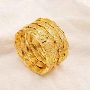 4pcs Lot Dubai India Ethiopisch geel massief goud gevulde mooie armbanden voor vrouwen meisjes feest sieraden armbanden