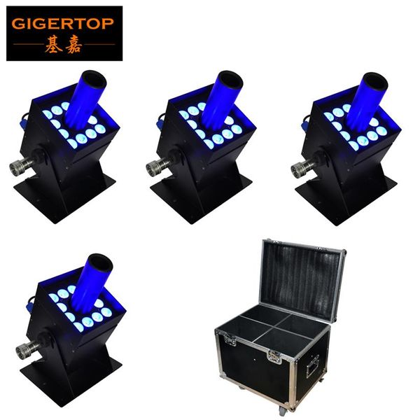 4pcs Lot Flight Case Emballage 12x3w Grand Lentille RGB Led Multi Angle CO2 Jet Led CO2 Jet Equipment231e