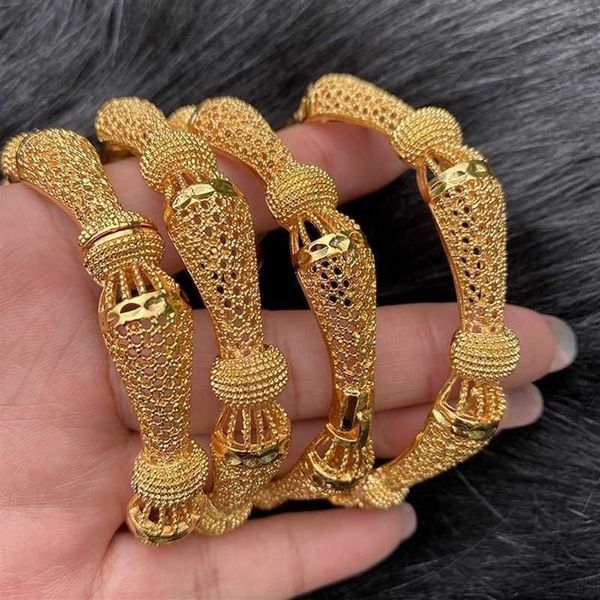 4pcs / lot indien Arabie Saoudite couleur or 24 carats bracelet bracelet dubaï pour femmes bijoux africains cadeau de mariée de mariage éthiopien 21245a