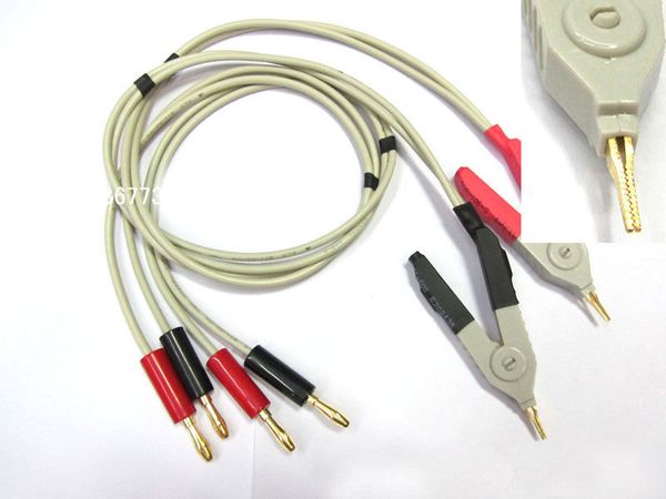 Envío gratuito 4 unids/lote medidor LCR cables de sonda de prueba de baja resistencia/clip de prueba LCR/prueba Kelvin terminal con 4 plátanos