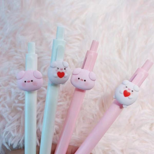 4 Pcs/lot belle cochon série dessin animé presse fille Gel stylo créatif papeterie fournitures scolaires