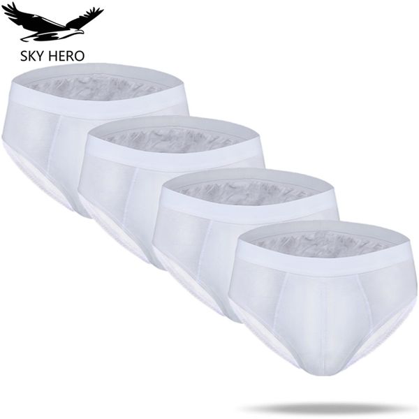 4pcs / lot slips en coton pour hommes sous-vêtements blancs calzoncillos thermiques slip hombre jockstrap homme caleçon mâle sexy pantalon à la maison 210730