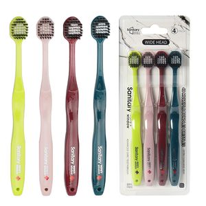 4 pièces/lot Minisoft brosse à dents antibactérienne Couples Portable hygiène buccale zéro déchet écologique voyage brosse à dents à tête large pour adulte