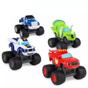 4PCS Lot Monsters Machines Alloy Car Toys Russian Classic Blaze Model Voertuigen Truck Cartoon Figuur Game For Kids Birthday Gifts 240402