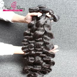 Dhgate 4 stks / partij Natuurlijke Zwarte Losse Krul Golf Remy Virgin Menselijk Haarverlenging Topkwaliteit Maleisische Haar Weven Greatremy Snelle verzending