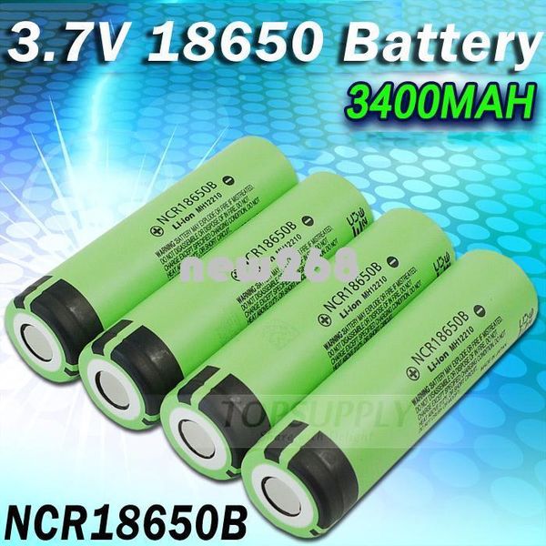 Livraison gratuite 4PCS / LOT Original 18650 NCR18650B 3.6V 3400mAh Li-ion rechargeable pour boîtier de batterie externe 18650