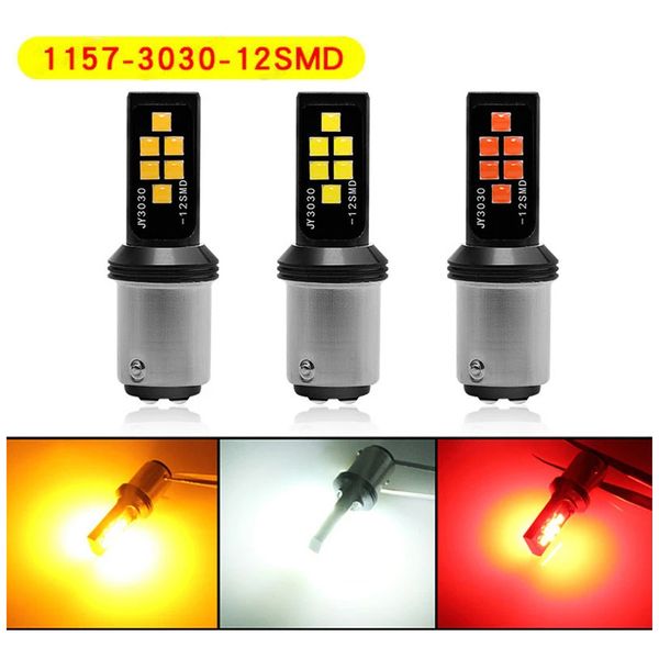 4pcs/lote SUPER Bright Lights 1157 BA15D 3030 12SMD LED LED Señal de giro de la luz Lámpara de freno Auto Taillights12V