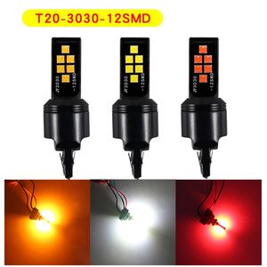 Ampoules LED Super brillantes T20 7440 3030 12SMD, clignotant de voiture, feu de freinage automatique, feux arrière 12V, 4 pièces/lot