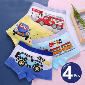 4pcs / lot Teen Sous-vêtements Cartoon Belle Dinosaure Imprimer Boxers Shorts Enfant Bébé Mignon Chien Culotte Coton Sous-vêtements pour Adolescent 210622