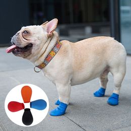 Ropa impermeable para perros, zapatos, botas de lluvia de goma tipo globo Chihuahua, accesorios portátiles, calzado para exteriores, calcetines, 4 unids/lote