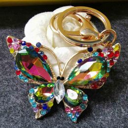 4 stks / partij zinklegering 3D-kleurrijke vlinder sleutelhanger diy tas decoratie charms sleutelhanger hanger sleutelhanger mode auto sleutelhanger sieraden