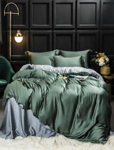4pcs Luxury 100 Silk Beauty Betting Batting 25 Momme Silk Drumbunda Conjunto de almohada de lecho plano para almohada de lino para la cama en casa 4pcs9625695