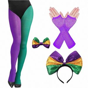 4pcs Mardi Gras Costume Tricolor Collants Gras Collants Arcs Bandeau pour événement et fête Carnaval Party Supplies 449B z7kW #