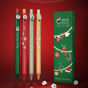 4PCS Merry Christmas Gel Pen Set Coco Bell Celebration Party cadeau 0,5 mm Ballpoint Black Color Ink Office School A7305