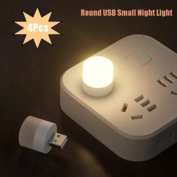 4pcs mini LED LED NIGHT PLIG-IL LED LED Small Light Wall Mount USB Round Small Night Light For Bedroom Outdoor Night Party Camping