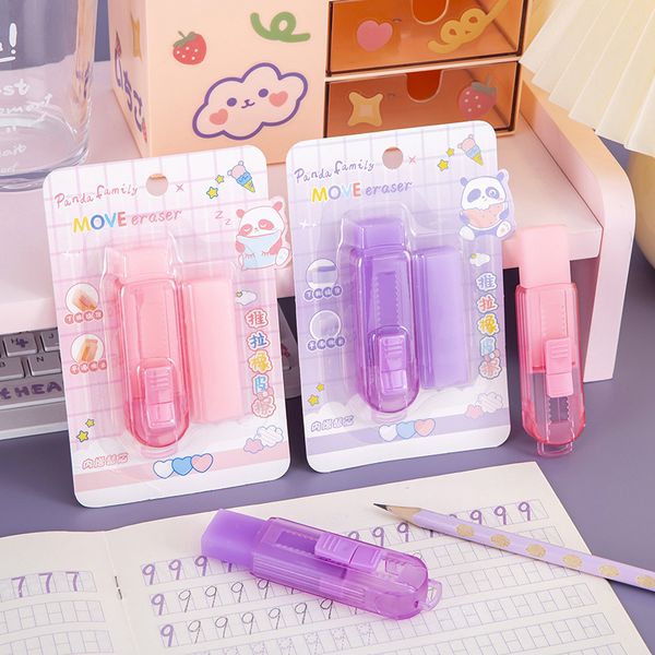 4pcs Erasers mixtes Erasers en gros Migne Crim Crystal Candy Colore Push-Pull Set Core-Replacement Students Final Christmas Prizes