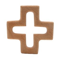 4 stks Natuurlijke Beuken Hout Cross Shape bijtring Houten Baby bijtring Speelgoed Veilige pasgeboren Kinderen Tandjes Toys Baby Shower Gift