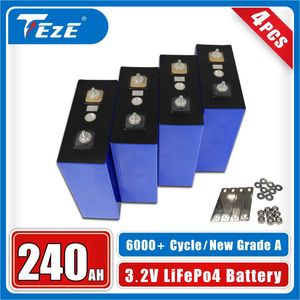 4PCS NIEUW 3.2V 240AH LIFEPO4 BATTERING 12V Een oplaadbare batterij Lithium Iron Fosfaat Solar System vrij van verzending