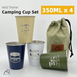 4 STKS Outdoor Cup Set 350 ML/500 ML 304 Roestvrij Staal Camping Wandelen Picknick Thee Bier Koffie Melk BBQ Tuimelaars Mok Glas Draagbaar 240113
