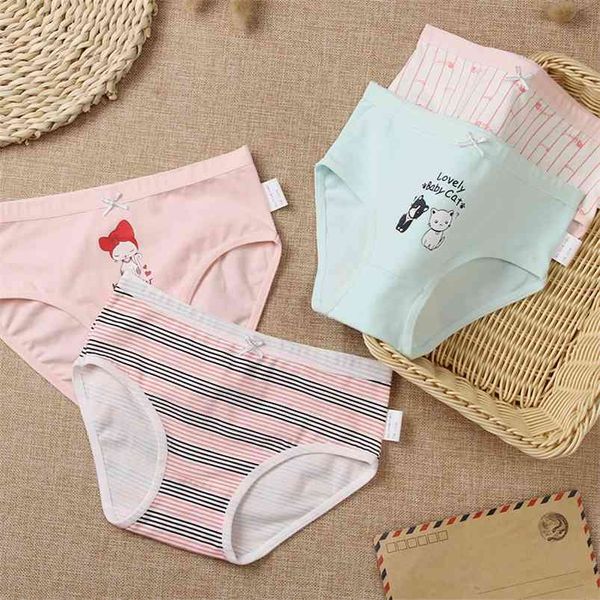 4 unids / paquete calzoncillos niños niñas dibujos animados bebé niña bragas lindas algodón puro ropa interior adolescente encantador pantalones cortos panty ropa 210622