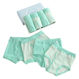 4pcs / pack enfants garçons sous-vêtements culottes de coton décontractées pour adolescents grands boxers rayés enfants shorts vêtements 2-16 ans 210622