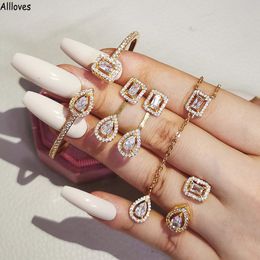 4 Stks/pak Luxe Kristallen Dubai Bruiloft Bruids Sieraden Sets Prinses Zilver Goud Oorbellen Ketting Armband Ring Voor Vrouwen Verjaardag Valentijnsdag Cadeau CL1880