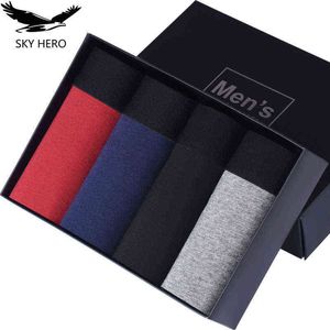 4pcs / Pack Hommes Culottes En Coton Boxers Sous-Vêtements Calzoncillos Hombre Slip Boxer pour Homme Thermique Homme Shorts Cuecas Slip Hot H1214