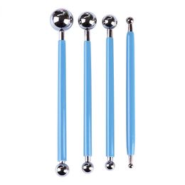 4pcs aardewerk stippen sculptuur gereedschap roestvrij stalen polymeer klei vorm pen metalen bal klei snijwerk diy keramiek decoreren gereedschap