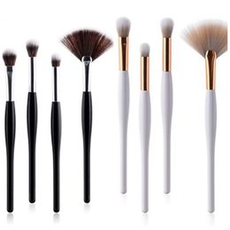 4 stks Professionele Make-up Borstels Set Mini Fan Face Eye Powder Foundation Wenkbrauw Make-up Brus Cosmetica Make Up Brush Beauty Tools Kit