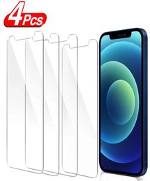 4 Uds vidrio protector para iPhone 13 12 11 Pro XS Max XR 7 8 Plus protector de pantalla templado iphone 13 12 Mini5025141