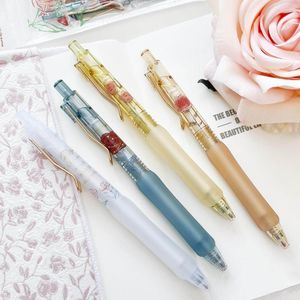 4 pièces Rose amour Gel stylos ensemble rétro fleur 0.5mm stylo à bille séchage rapide encre de couleur noire pour écrire école bureau A7410