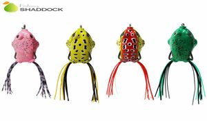 4pcs Rubber Frog Frog Fishing Lures Couleur mélangée Double crochets jupes Topwater Floating Snakehead Bass Fishing Artificial Bait7821384