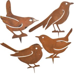 4pcs Rusty Metal Birds Outdoor Decor Garden Home Yard Lawn Fish Pond Piscine Papier Silhouettes Ornement décoratif Figures 240419