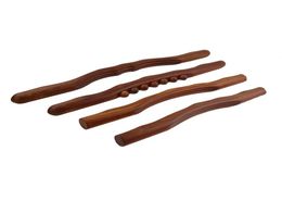 4 pièces bâton de grattage bois dos épaule cou taille jambe outils de Massage brûleur méridien brosse mince Cellulite masseur tige X0426254M4759338