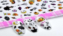 4PCS zelfklevende Halloween nagel sticker stickers voor nail art decoraties nep nagels accessoires ghost Pompoen hoofd F2552602902110