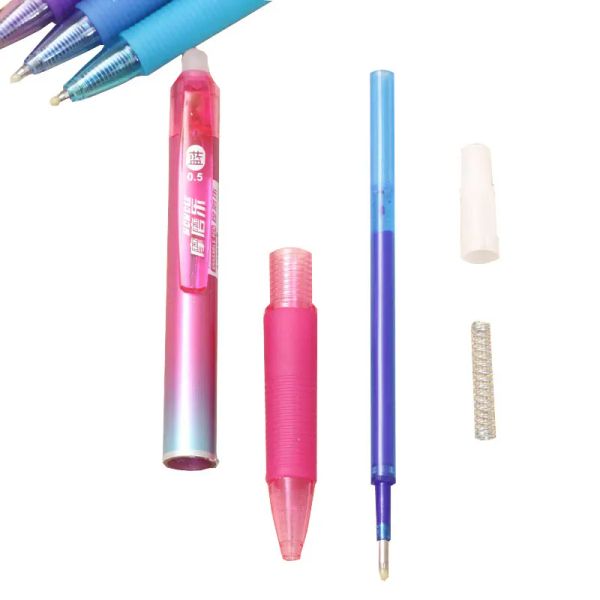 4pcs Set 0,5 mm Tive rétractable Effrayable Gel Pen Rainbow Handle Black Blue Ink Refill Rod Office Bure