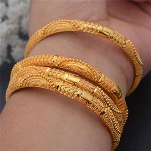 4pcs Set 24k Dubai Gold Color African Bridal Wedding Brangles pour femmes Braceletbangles arabes saoudiens 220702257Y